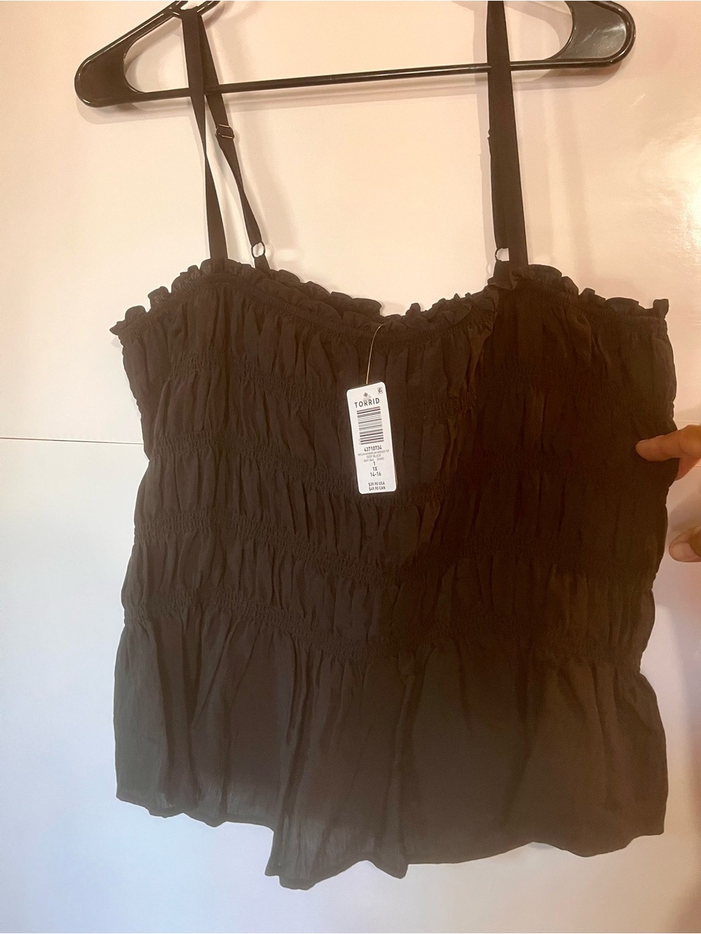 torrid Black Smocked Ruffle-Trim Camisole